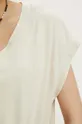 T-shirt bawełniany damski z efektem sprania kolor beżowy Damski