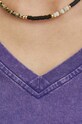 T-shirt bawełniany damski z efektem sprania kolor fioletowy fioletowy RS24.TSD062