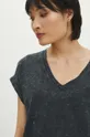 szary T-shirt bawełniany damski z efektem sprania kolor szary