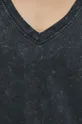 T-shirt bawełniany damski z efektem sprania kolor szary Damski