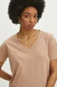 beżowy T-shirt bawełniany damski kolor beżowy