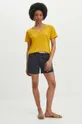 T-shirt bawełniany damski kolor żółty żółty