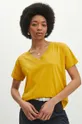 żółty T-shirt bawełniany damski kolor żółty