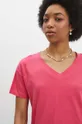 różowy T-shirt bawełniany damski kolor różowy
