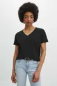 czarny T-shirt bawełniany damski kolor czarny