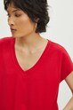 T-shirt bawełniany damski kolor czerwony czerwony RS24.TSD076