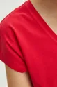 T-shirt bawełniany damski z domieszką elastanu kolor czerwony Damski