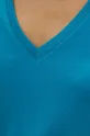 T-shirt bawełniany damski z domieszką elastanu kolor turkusowy Damski