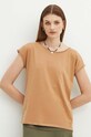 Odzież T-shirt bawełniany damski z ozdobną aplikacją kolor beżowy RS24.TSD091 beżowy