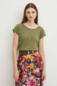 Bavlnené tričko dámske zelená farba RS24.TSD091 zelená