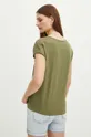 T-shirt bawełniany damski z ozdobnymi wstawkami kolor zielony 100 % Bawełna