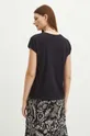 T-shirt bawełniany damski z ozdobnymi wstawkami kolor czarny 100 % Bawełna