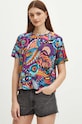 T-shirt bawełniany damski wzorzysty kolor multicolor bawełna multicolor RS24.TSD095