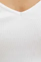 T-shirt bawełniany damski z domieszką elastanu prążkowany kolor biały Damski