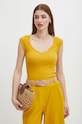 T-shirt bawełniany damski kolor żółty żółty RS24.TSD0A1