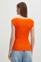 Bavlnené tričko dámsky s prímesou elastanu pruhované oranžová farba <p>95 % Bavlna, 5 % Elastan</p>