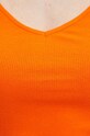 T-shirt bawełniany damski z domieszką elastanu prążkowany kolor pomarańczowy RS24.TSD0A1 pomarańczowy