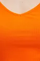 T-shirt bawełniany damski z domieszką elastanu prążkowany kolor pomarańczowy Damski