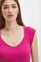 T-shirt bawełniany damski z domieszką elastanu prążkowany kolor fioletowy RS24.TSD0A1 fioletowy RS24