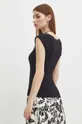 T-shirt bawełniany damski z domieszką elastanu prążkowany kolor czarny 95 % Bawełna, 5 % Elastan