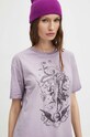 T-shirt bawełniany damski z kolekcji Zodiak - Panna kolor fioletowy RS24.TSD151 fioletowy RS24