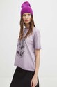 T-shirt bawełniany damski z kolekcji Zodiak - Panna kolor fioletowy RS24.TSD151 fioletowy