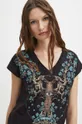 Bavlnené tričko dámske z kolekcie Zverokruh - Rak čierna farba