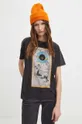 T-shirt bawełniany damski z kolekcji Zodiak - Lew kolor szary szary