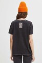 T-shirt bawełniany damski z kolekcji Zodiak - Lew kolor szary szary RS24.TSD155