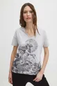 T-shirt bawełniany damski z kolekcji Zodiak - Wodnik kolor szary szary
