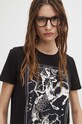 T-shirt bawełniany damski z domieszką elastanu z kolekcji Zodiak - Strzelec kolor czarny RS24.TSD159 czarny RS24