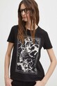 T-shirt bawełniany damski z domieszką elastanu z kolekcji Zodiak - Strzelec kolor czarny RS24.TSD159 czarny