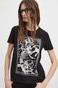 Bavlněné tričko dámské s elastanem z kolekce Zvěrokruh - Střelec černá barva RS24.TSD159 černá