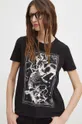 T-shirt bawełniany damski z domieszką elastanu z kolekcji Zodiak - Strzelec kolor czarny Damski