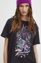 T-shirt bawełniany damski z kolekcji Zodiak - Koziorożec kolor szary Damski