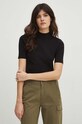 T-shirt damski sweterkowy kolor czarny czarny RS24.TSD200