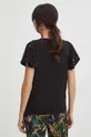 čierna Bavlnené tričko dámske z kolekcie Eviva L'arte čierna farba