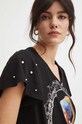 T-shirt bawełniany damski z kolekcji Eviva L'arte kolor czarny RS24.TSD252