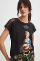 Bavlnené tričko dámske z kolekcie Eviva L'arte čierna farba čierna