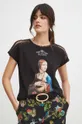 Bavlnené tričko dámske z kolekcie Eviva L'arte čierna farba Dámsky