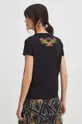 czarny T-shirt bawełniany damski z domieszką elastanu z kolekcji Eviva L'arte kolor czarny