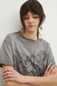Bavlnené tričko dámske z kolekcie Eviva L'arte šedá farba Dámsky
