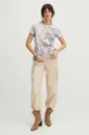 T-shirt bawełniany damski z kolekcji Eviva L'arte kolor beżowy 100 % Bawełna