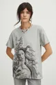 Bavlnené tričko dámske z kolekcie Eviva L'arte šedá farba sivá