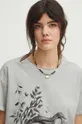 T-shirt bawełniany damski z kolekcji Eviva L'arte kolor szary Damski