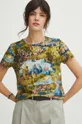 T-shirt bawełniany damski z domieszką elastanu z kolekcji Eviva L'arte kolor multicolor multicolor
