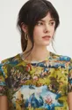 T-shirt bawełniany damski z domieszką elastanu z kolekcji Eviva L'arte kolor multicolor 95 % Bawełna, 5 % Elastan