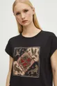 czarny T-shirt bawełniany damski z kolekcji Love Alchemy kolor czarny