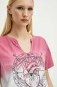 T-shirt bawełniany damski z kolekcji Love Alchemy kolor różowy Damski