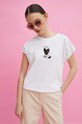 T-shirt bawełniany damski by Magda Danaj - Porysunki kolor biały biały RS24.TSD271